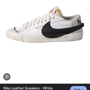 Nike Kids White and Black Leather Sneakers